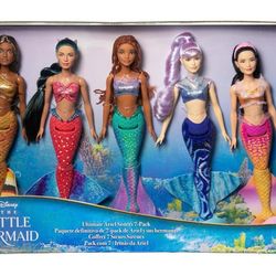 Mattel Disney The Little Mermaid Ultimate Ariel Sisters 7-Pack Set, Collection of 7 Fashion Mermaid Dolls