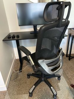 ErGear Adjustable desk w/ Alienware monitor and GABRYLLY Ergonomic chair