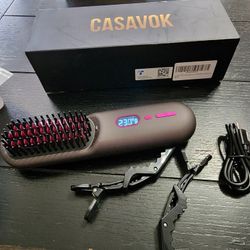 CASAVOK CORDLESS RECHARGEABLE HAIR STRAIGHTENER BRUSH