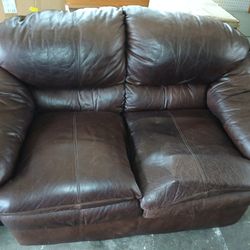 Thick Cowhide Leather Loveseat And 2 Chairs
