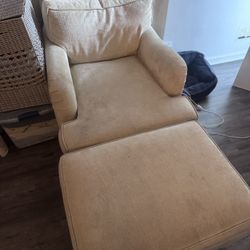 Beige Chair & Ottoman