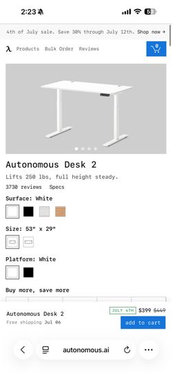Standing adjustable desk