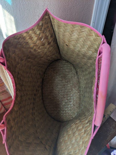 Pink Woven Tote Bag 