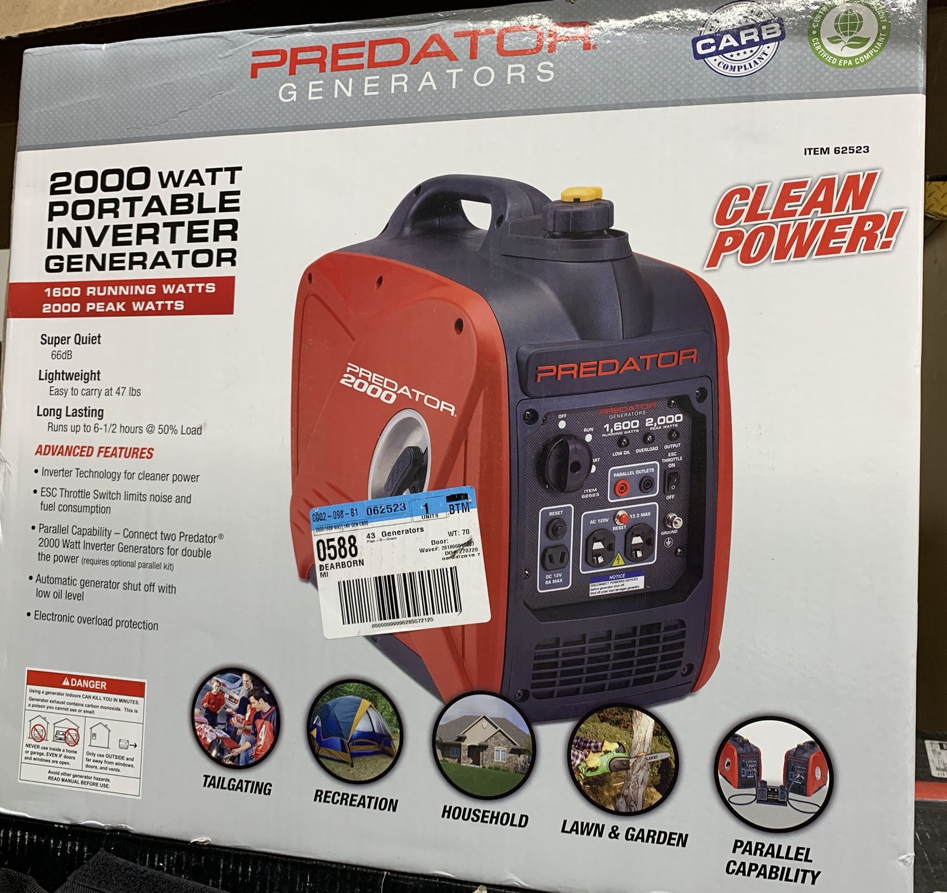 Predator Portable inverter generator 2000 Watt