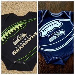 Seattle Seahawks 🏈 Football NFL Infant Set of 2 Onesies Size 3/6 months EUC $15