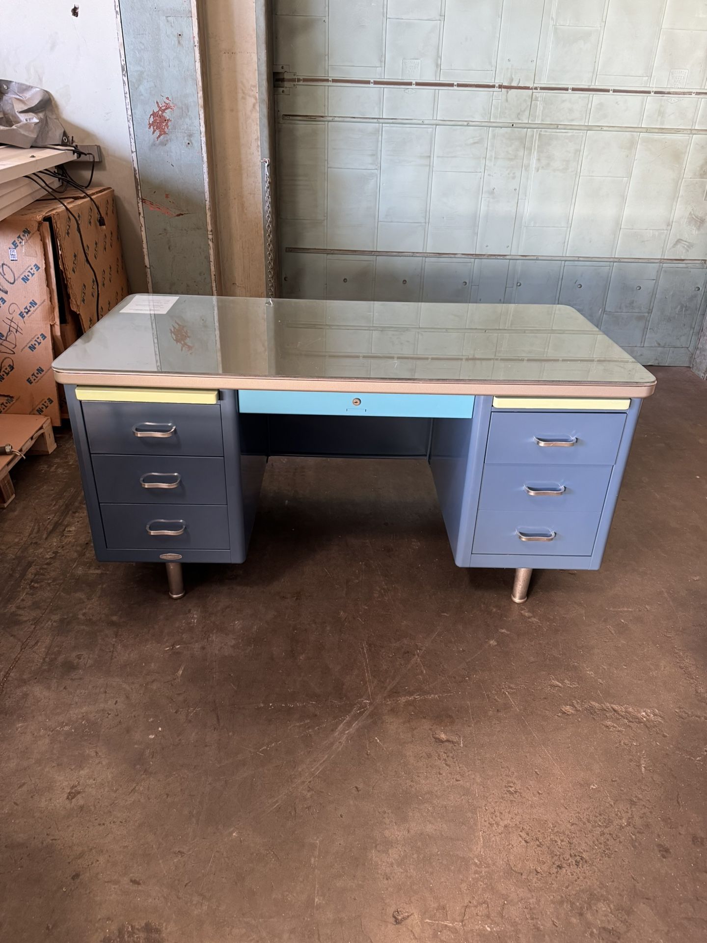 Vintage Tanker Desk Glass Top