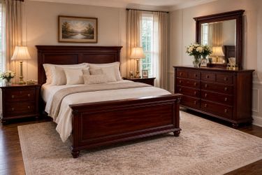 🛏️ Queen Bedroom Set – Solid Wood / Luxury Style 🔥