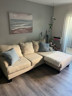 Beige Sectional Sofa with Chaise
