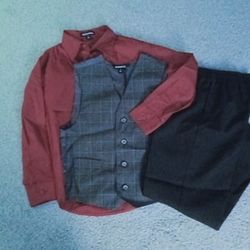 Boys Size 7 Shirt Vest Pants Like New 