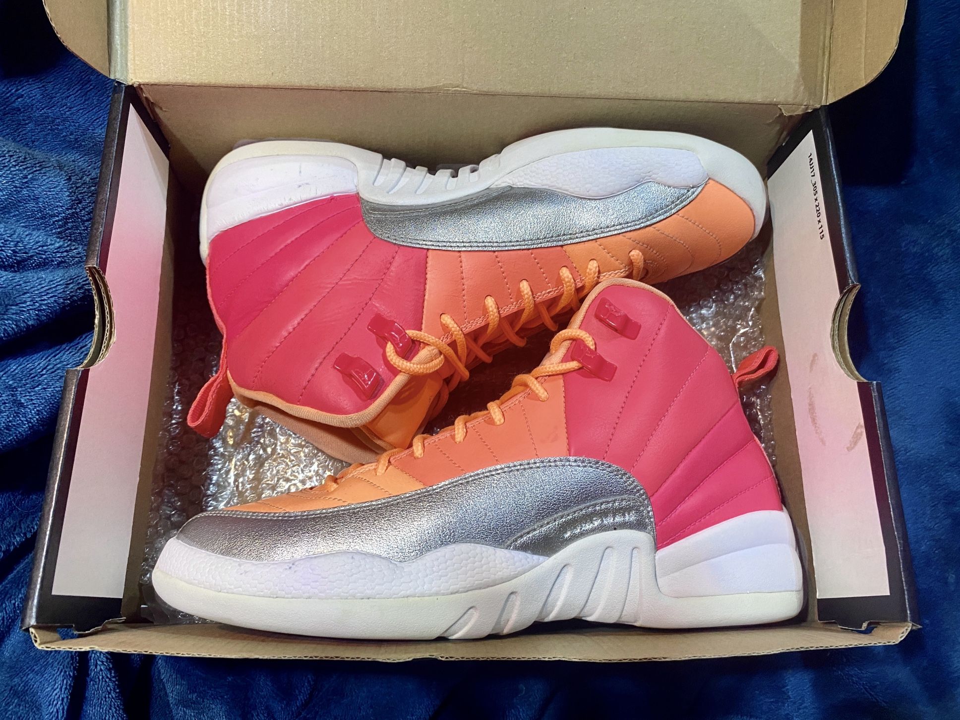 Pink orange and silver jordan clearance 12