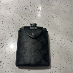 Coach Flask In Signature Canvas Charcoal/Gunmetal