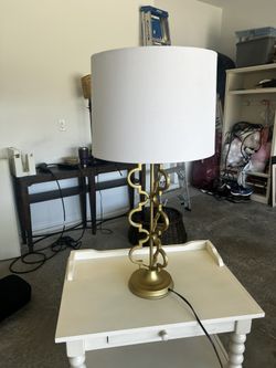 Gold Geometric Lamp W Lampshade 