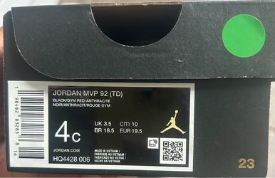 Jordan MVP 92 TD Toddler Sneakers Size 4C