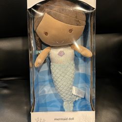 Carter's Mermaid Doll Plush Baby Toddler Girls Stuffed Toy Brown Hair NEW RARE