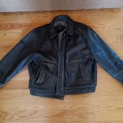 Vintage Black Real Leather Jacket Mens