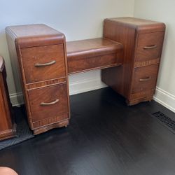 Antique Makeup Vanity In Wood