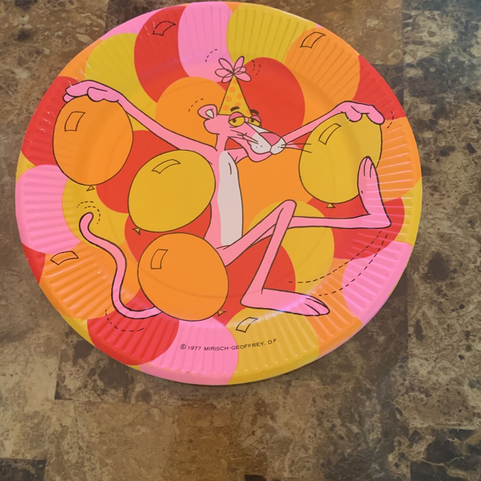 1977Two Vintage Pink Panther Cake Paper Plates  1977 