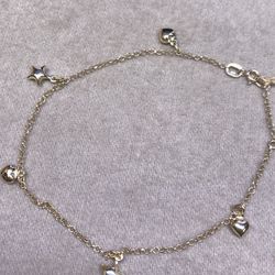 14K Hearts Star Rolo Bracelet 