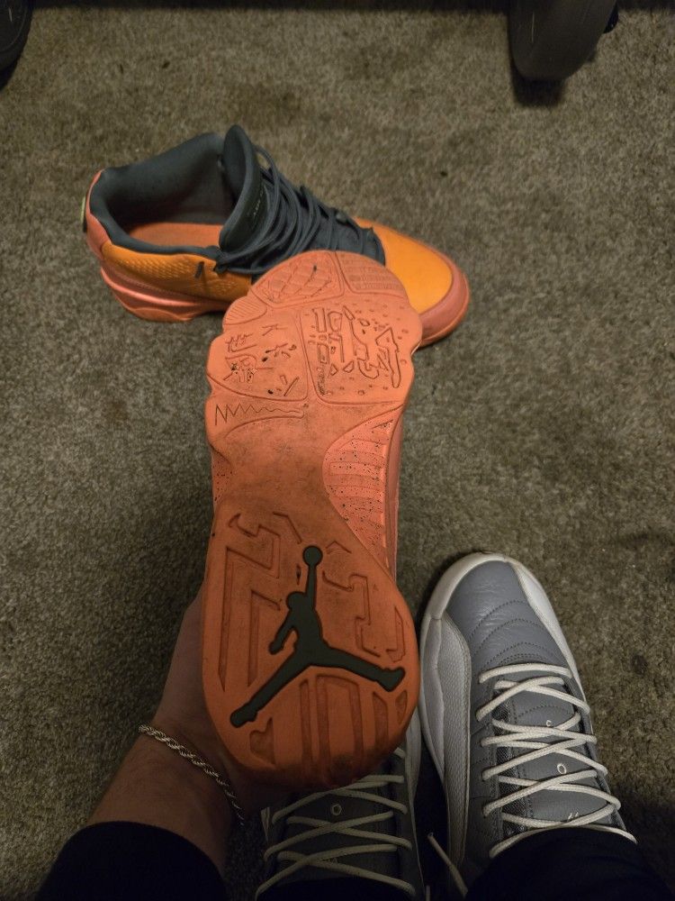 Bright Orange Jordan 9s Low 