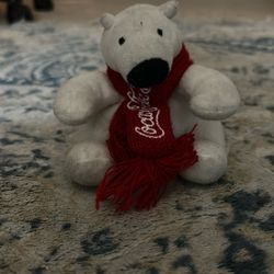 (FEDERALLY REGISTERED) Stuffed Coca Cola Polar Bear w/ Knitted Scarf