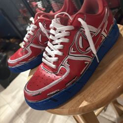 Size 10 Custom Air Force Ones - Red/Blue/Black/White