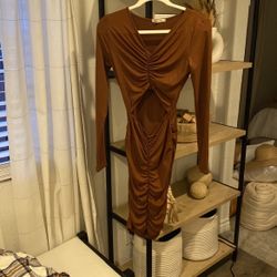 Brown Ruched Dress