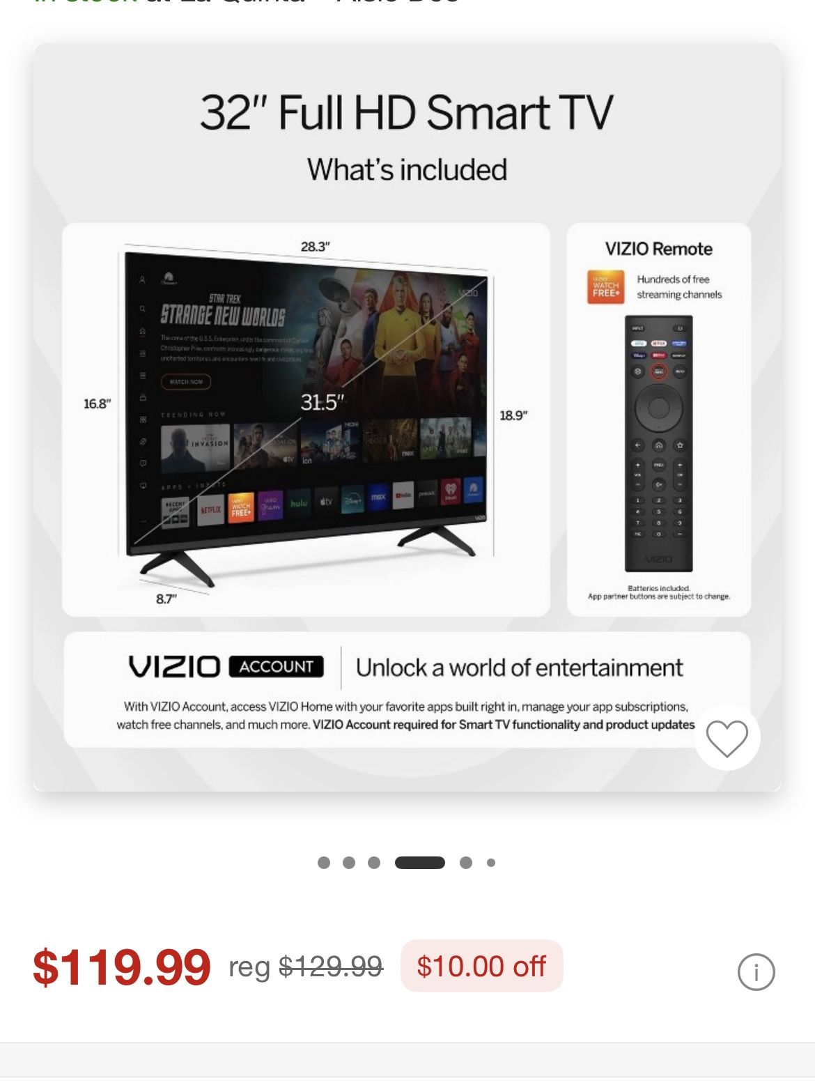 Vizio 32 Inch Smart tv