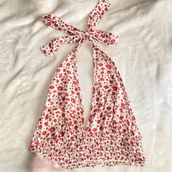 Red Floral Halter Top