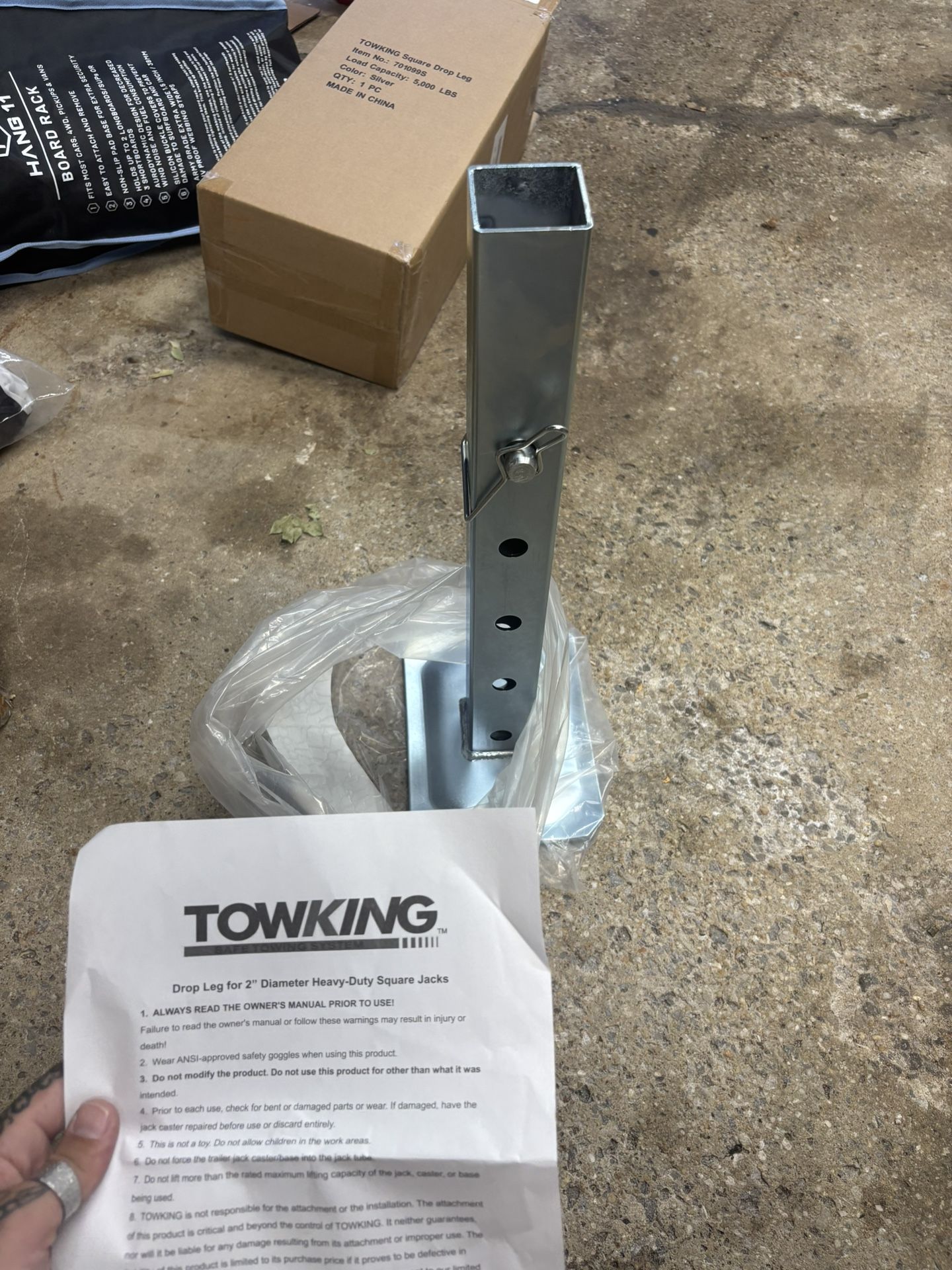 Drop leg for 2 inch diameter heavy duty square jack