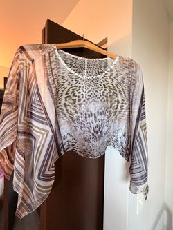 Chiffon animal print poncho, S
