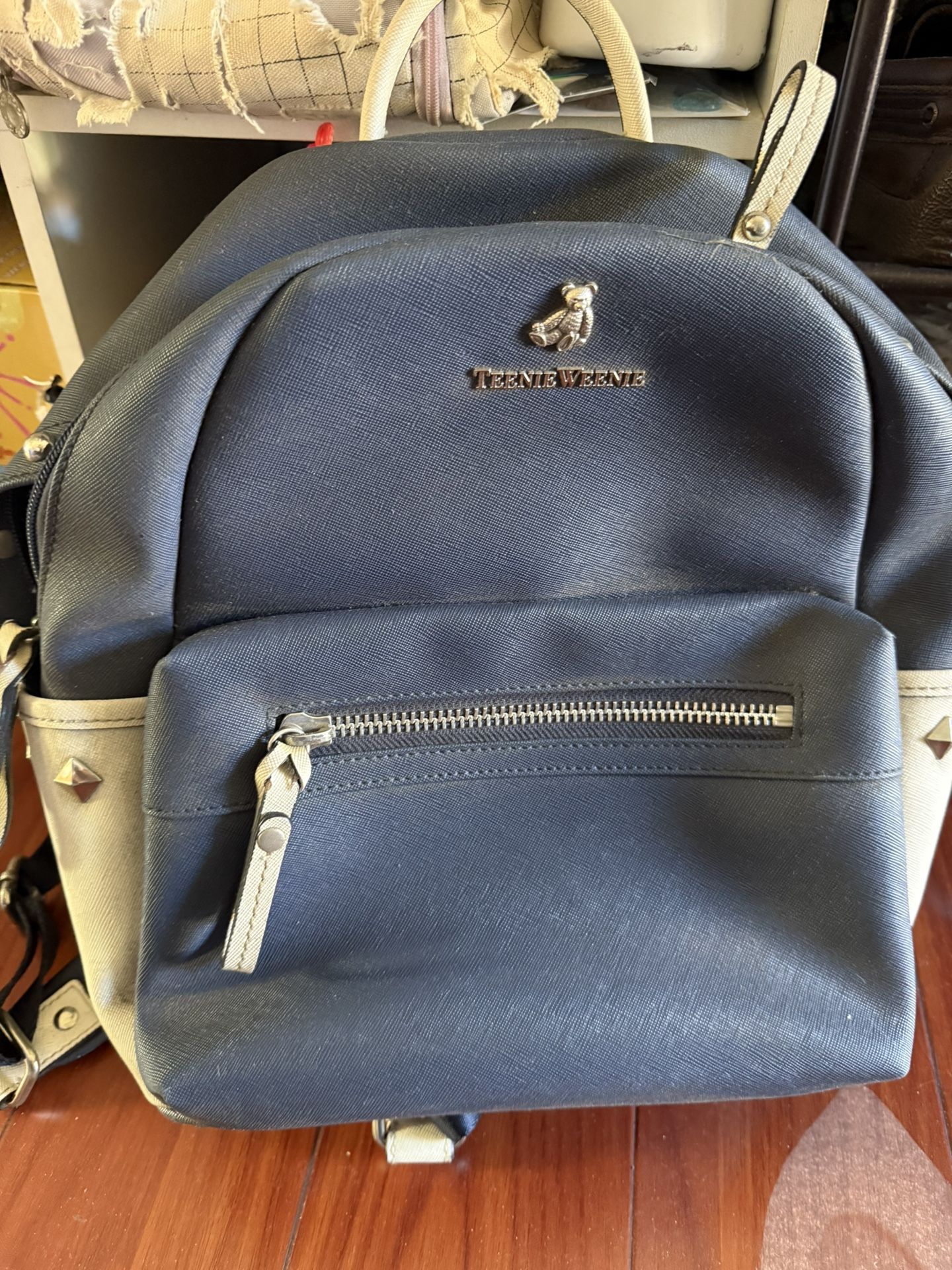 Teenie Weenie Navy blue and White Backpack