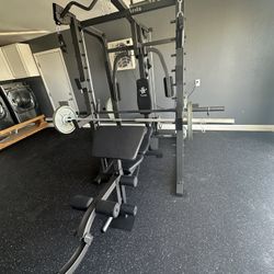 Vesta Fitness Smith Machine 2001 w/Bench Attachment | 230lb Bumpers Weights | 7ft Olympic Bar | Fitness | Gym Equipment | FREE DELIVERY 🚚 