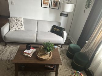 Sofa Bed, Ottomans And Table