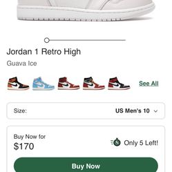 Jordan 1 High Guava Ice Size 10 