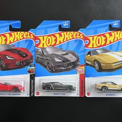 💥2021 Hot Wheels Corvette C7 Z06 Convertible Roadsters Lot of 3
