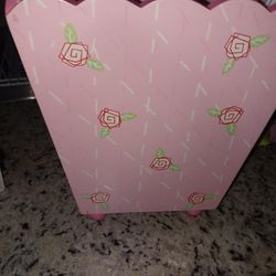 Pink Princess Wood Trash Bin