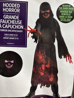 New, Kids Phantom Costume with Glow In the Dark mask size 10-12