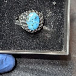 This hand made Turkish Turquoise Ring 925 sterling Silver Size 8