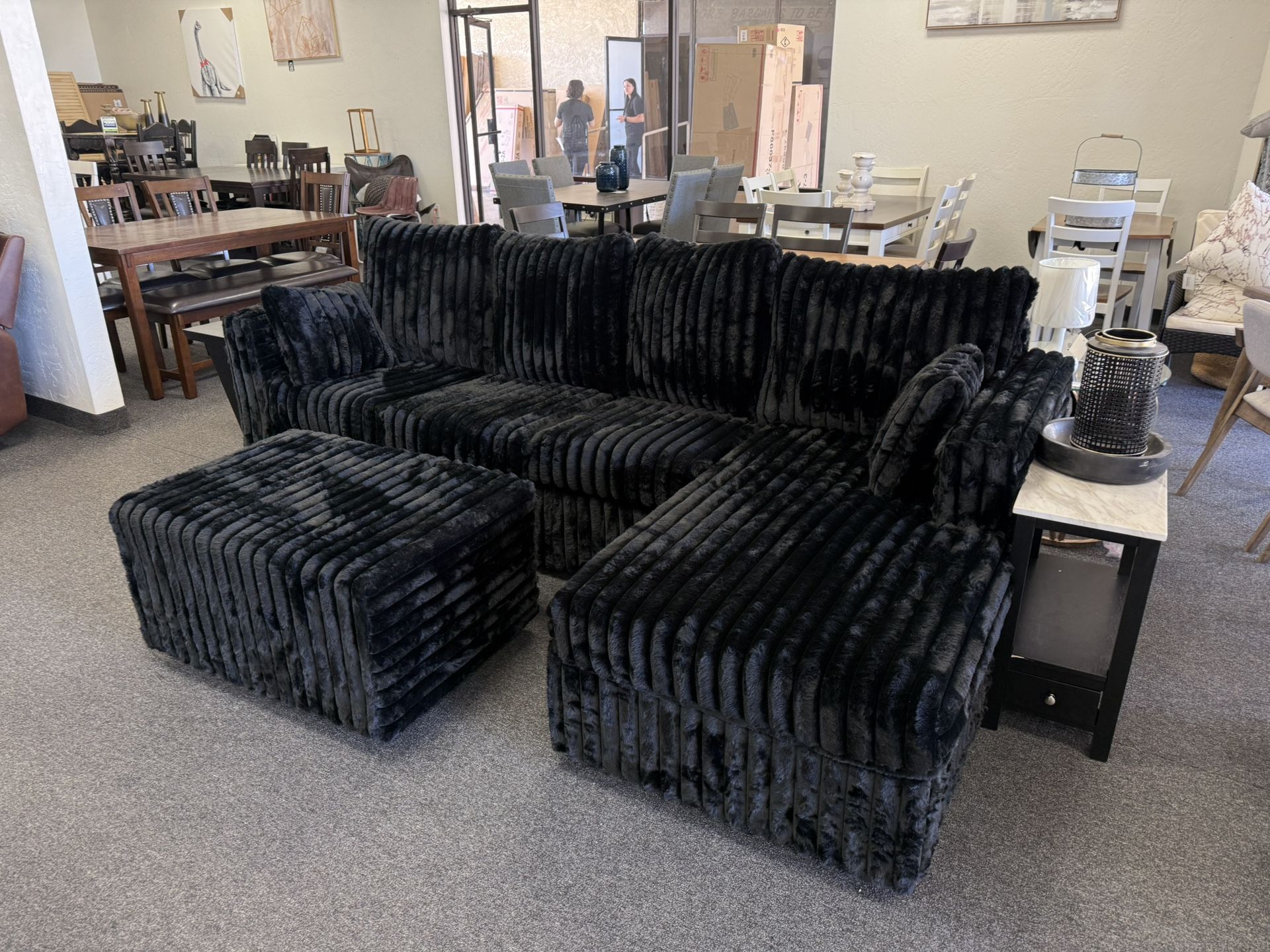 Teddy Bear Sectional With Ottoman