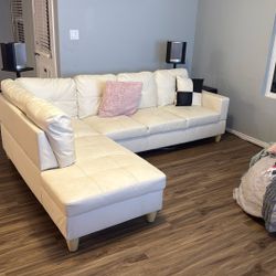 White Leather Couch 