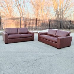Design Within Reach Leather Sofas (Pair)