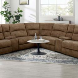 Brand New Brown Super Plush Power Reclining Sectional Sofa 