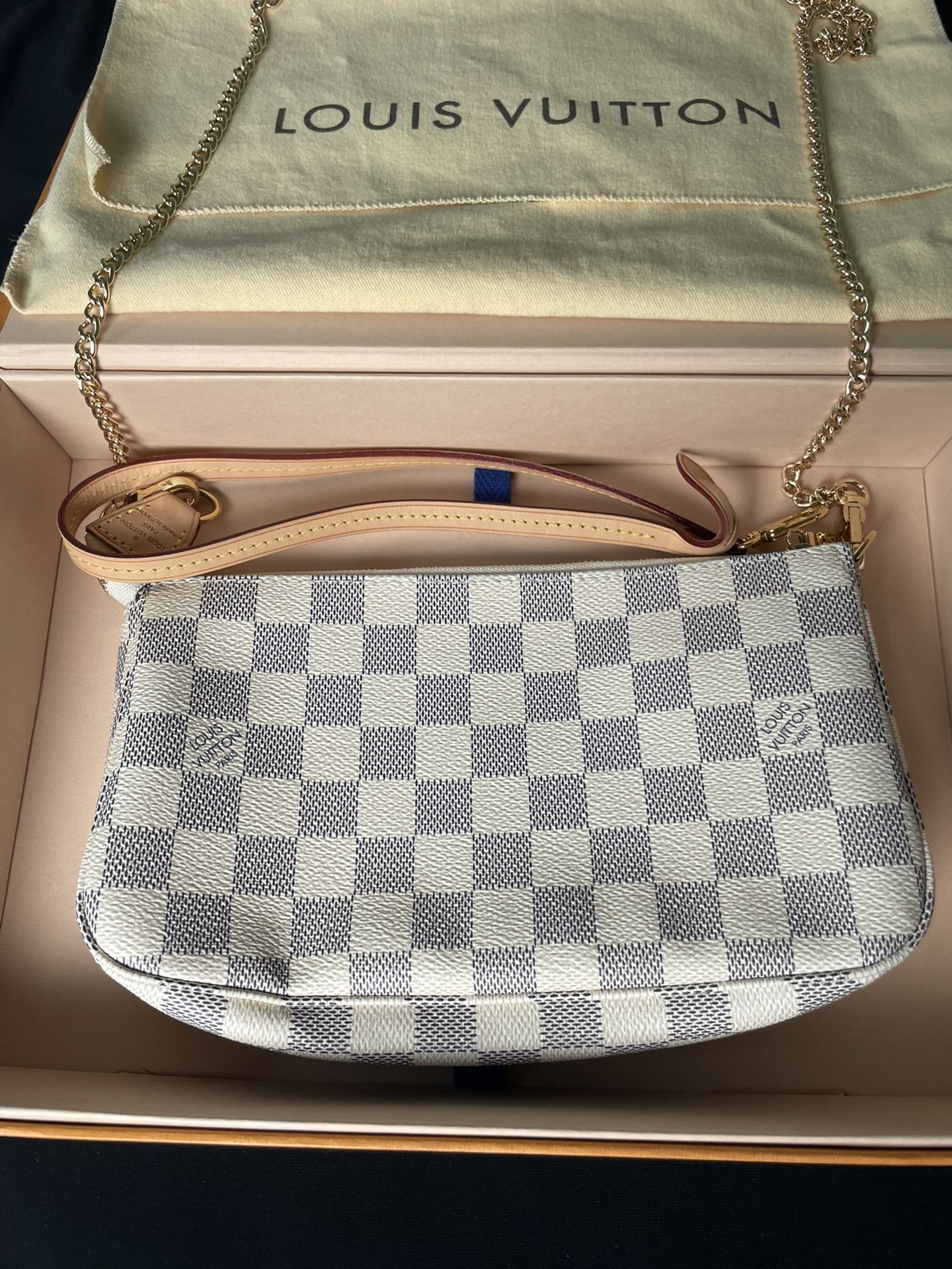 Authentic Louis Vuitton Damier Azur Pochette Handbag