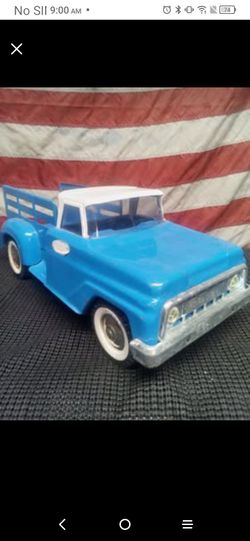 Vintage 1950s/1960s Tonka Pressed Steel Pickup Truck - Blue & White