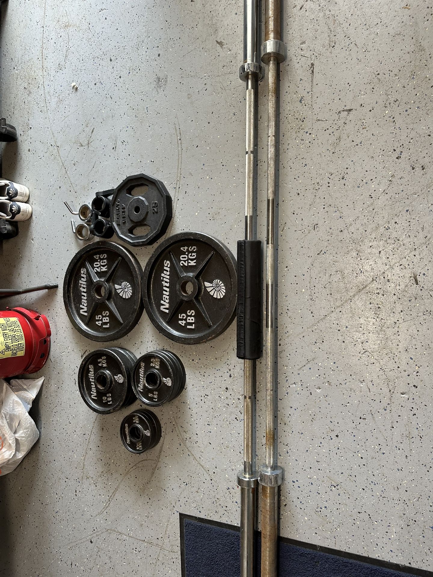 Gym, Weights, And 2 (45#) Bench Bars.