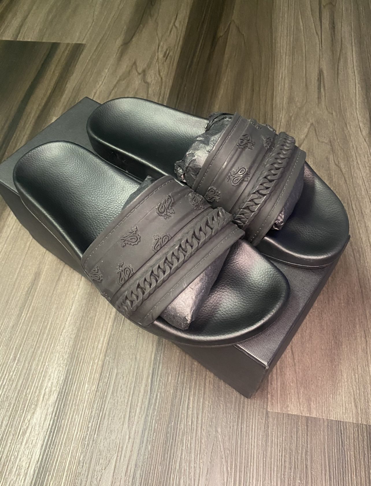 Amiri Bandana Moulded Slides Black