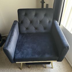 Adjustable Velvet Accent Chair With Ottoman