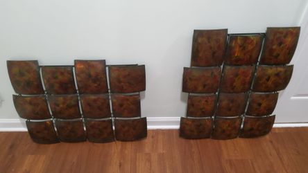 Set of 2 Abstract Metal Wall Art Sculptures – 28.5" × 23" – Bronze/Rust