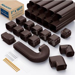 16Ft x 3" Mini Split Line Set Cover, Decorative Line Hide Kit, Brown