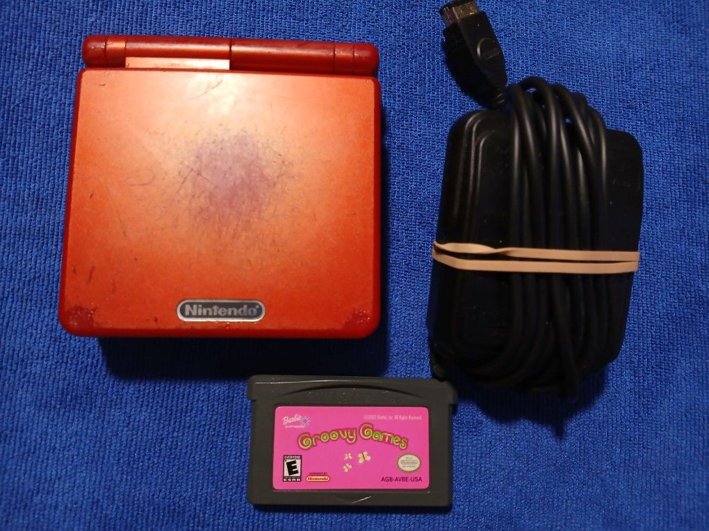 Nintendo Gameboy Advance SP Red With Charger And Game